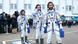 Yusaku Maezawa, Yozo Hirano and Alexander Misurkin in spacesuits Yusaku Maezawa, Yozo Hirano and Alexander Misurkin in spacesuits