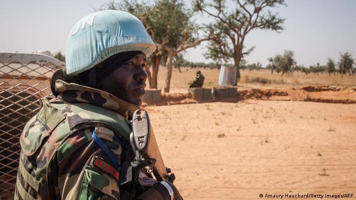 A Senegalese Blue Helmet peacekeeper in Mali. (Photo by AMAURY HAUCHARD / AFP)