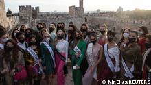 Miss Universe contestants tour David Tower in Jerusalem's old city ahead of the annual beauty pageant which will take place in the Red Sea resort of Eilat, November 30, 2021. REUTERS/ Nir Elias