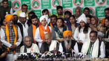 08.12.2021
Samyukt Kisan Morcha (SKM) leaders address a press conference on the future course of farmers agitation, at Singhu border (Delhi-Haryana), on the outskirts of New Delhi, India on December 8, 2021. The SKM has decided to accept the proposals of the Union govt with regard to a range of issues, including assurance on minimum support price (MSP). (Photo by Mayank Makhija/NurPhoto)