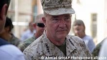 12.07.2021
FILE - Marine Gen. Frank McKenzie, the head of U.S. Central Command, attends at a ceremony where Gen. Scott Miller, who has served as America's top commander in Afghanistan since 2018, handed over command, at Resolute Support headquarters, in Kabul, Afghanistan, July 12, 2021. McKenzie says the U.S. will keep the current 2,500 troops in Iraq for the foreseeable future, despite their shift to a non-combat role, and they will still provide air support and other military support for Iraq's continuing fight against the Islamic State. (AP Photo/Ahmad Seir, File)