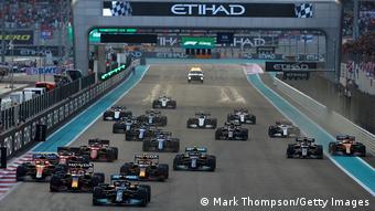 All of the cars at the start of the Abu Dhabi Grand Prix
