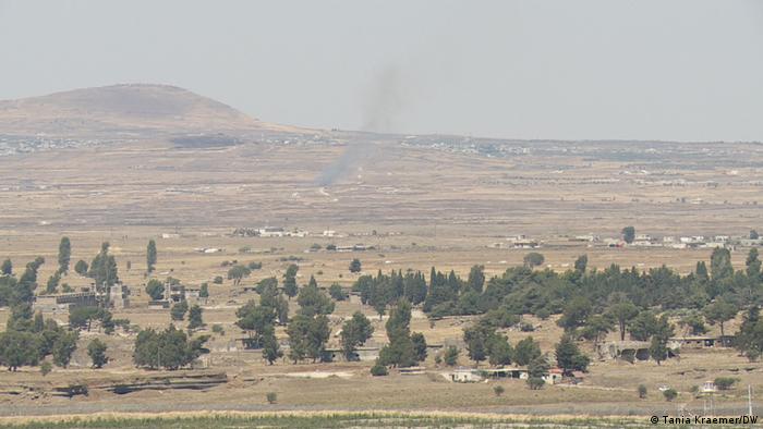 Golan Heights with a view of Camp Ziouani of the UN Peace mission UNDOF