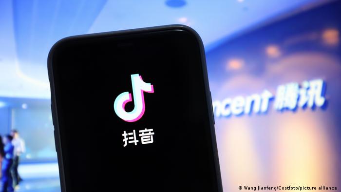 A cell phone displays Douyin, Chinese Tiktok