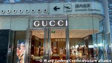 SHENZHEN, CHINA - DDECEMBER 1, 2021 - A GUCCI luxury goods store is seen at Baoan International Airport in Shenzhen, Guangdong Province, China, On December 1, 2021.