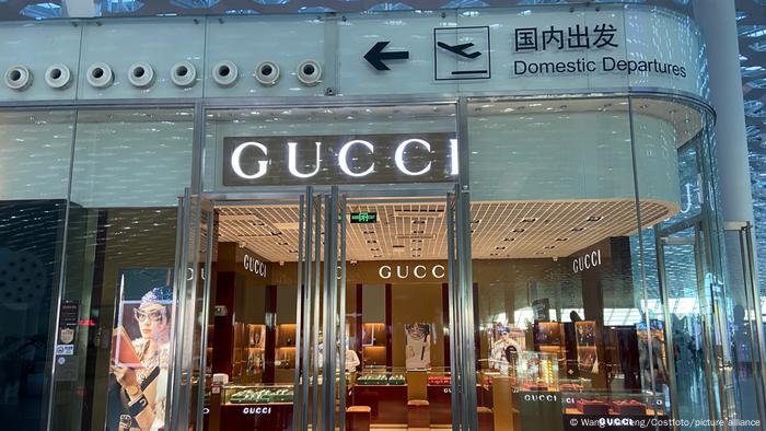 A Gucci luxury goods store at Baoan International Airport in Shenzhen, China, in December 2021