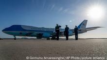 Air Force One with President Joe Biden onboard prepares to takeoff for trip to Kentucky, Wednesday, Dec. 15, 2021, at Andrews Air Force Base, Md. (AP Photo/Gemunu Amarasinghe)
