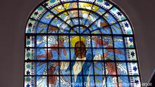 The worldwide unique Pop Art church windows by Pop Art artist James Rizzi, installed at the Evangelic Kreuzeskirche (Cross's Church) in the inner city of Essen, Germany, 3 September 2016. On 28 September 2016, two pop art church windows of late New York based Pop Art artist James Rizzi, who died in 2011, will be inaugurated. PHOTO: HORST OSSINGER/dpa - NO WIRE SERVICE -