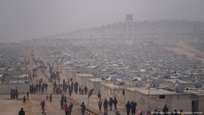 View of a refugee camp in Idlib province, close to the Turkish border.