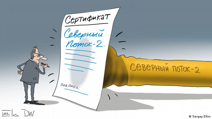 Caricatura de Elkin sobre el Nord Stream 2, bloqueado por una cuestión administrativa.