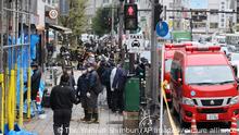 A photo shows a fire site in Osaka City, Osaka Prefecture on Dec. 17, 2021. An about 20-square-meter clinic on the fourth floor was burnt. According to Osaka City Fire Station, at least 5 people died, and 22 people are in cardiopulmonary arrest. The Osaka Prefectural Police Department is continuing on-site inspections and the fire is suspected of arson. ( The Yomiuri Shimbun via AP Images )