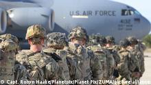 January 1, 2020, Fayetteville, NC, United States: U.S. Army Paratroopers with the 82nd Airborne Division, line up to load onto transport aircraft at Pope Army Airfield January 1, 2020 in Fayetteville, North Carolina. The Immediate Response Force is being deployment to Baghdad following violent protesters that attacked the U.S. Embassy compound. (Credit Image: Â© Capt. Robyn Haake/Planetpix/Planet Pix via ZUMA Wire
