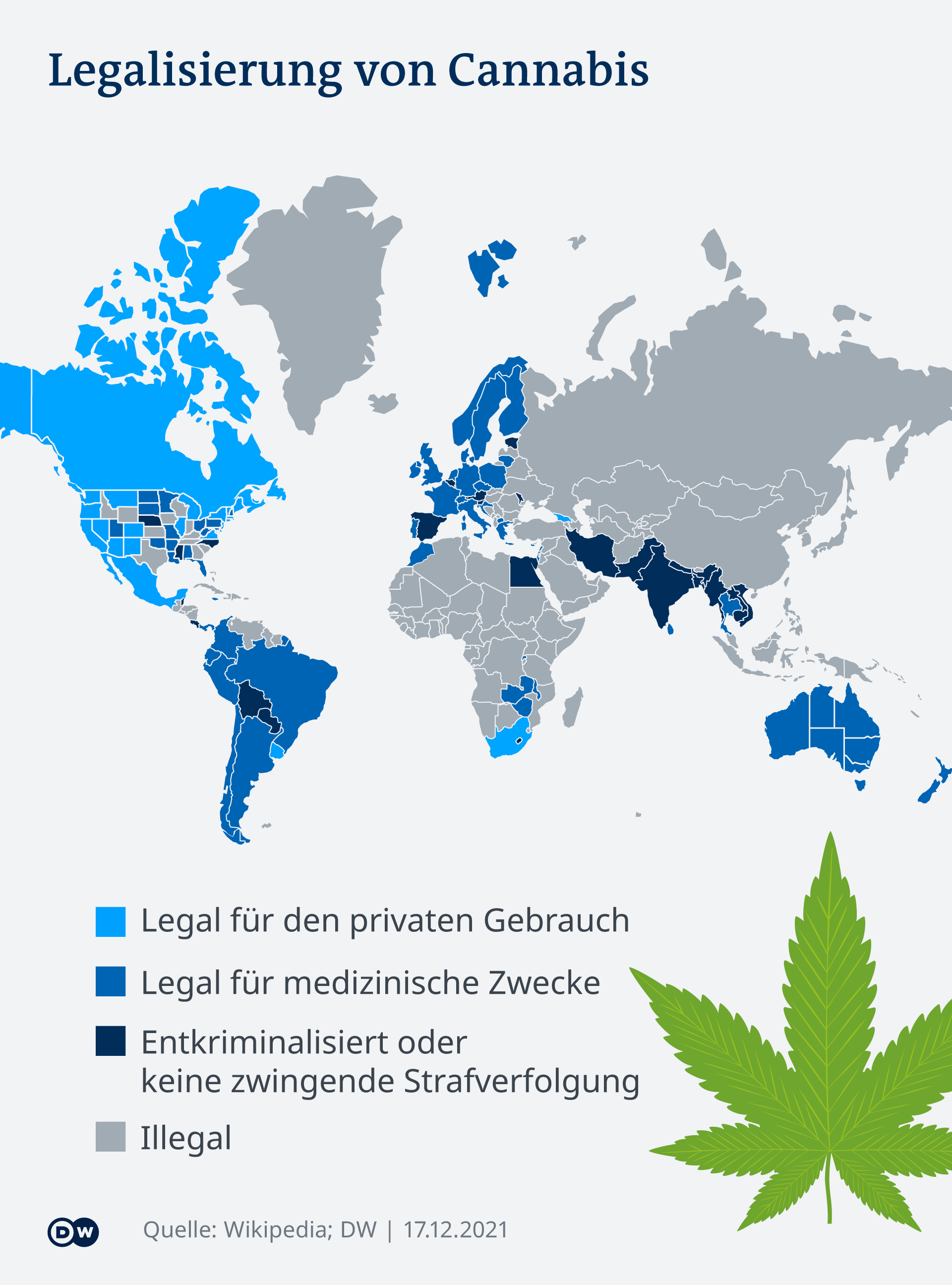 Infografik Legalisierung von Cannabis weltweit