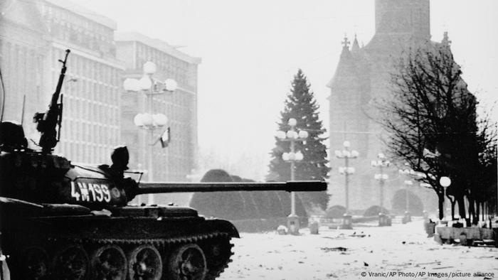 Tanks in Timisoara. The uprising against the Ceausescu dictatorship began here in December, 1989