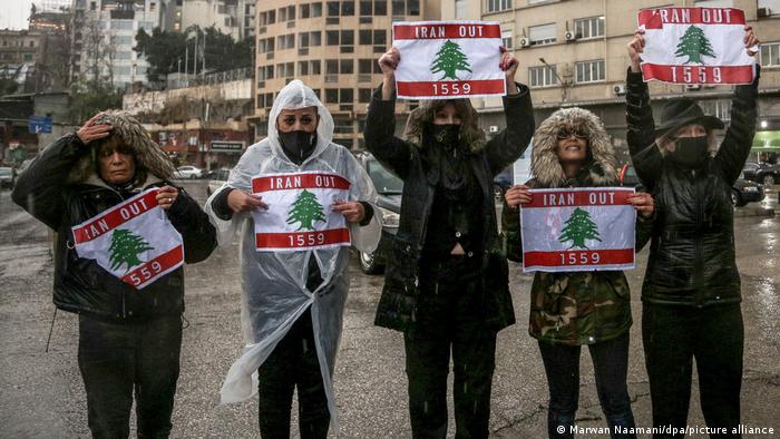 Libanon Beirut | Aktivisten während besuch von UN-Generalsekretär Guterres
