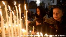 Palestinians light candles in the Church of Nativity, where it is believed Jesus Christ was born, in Bethlehem, West Bank, on Sunday, December 19, 2021. Photo by Debbie Hill/UPI Photo via Newscom picture alliance