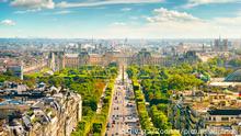 View on Avenue des Champs Elysees from Arc de Triomphe in Paris, France