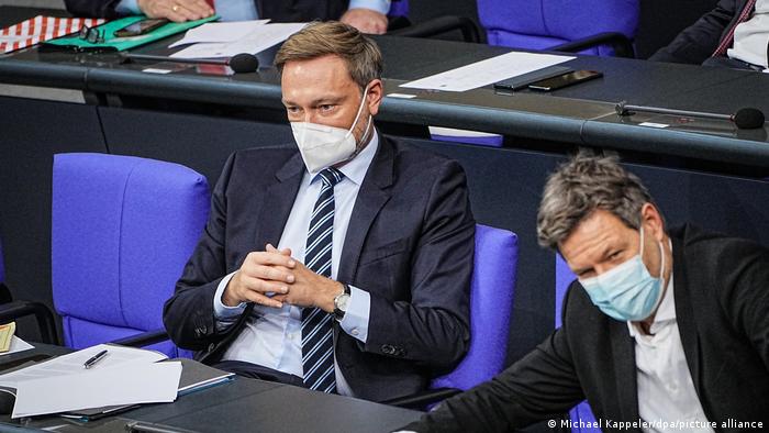 Bundestag Christian Lindner FDP und Habeck Grüne