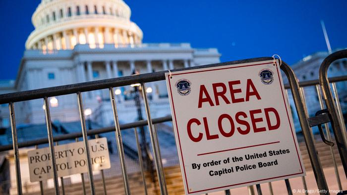 Barricades outside the US Capitol