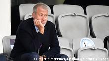 FILE - In this file photo dated Sunday, May 16, 2021, Chelsea soccer club owner Roman Abramovich attends the UEFA Women's Champions League final soccer match against FC Barcelona in Gothenburg, Sweden. British journalist Catherine Belton and her publisher are facing defamation claims from billionaire Chelsea Football Club owner Roman Abramovich and other wealthy Russians over a book entitled “Putin’s People”, about the rise of Russian President Vladimir Putin, according to reports Wednesday July 28, 2021. (AP Photo/Martin Meissner, FILE)
