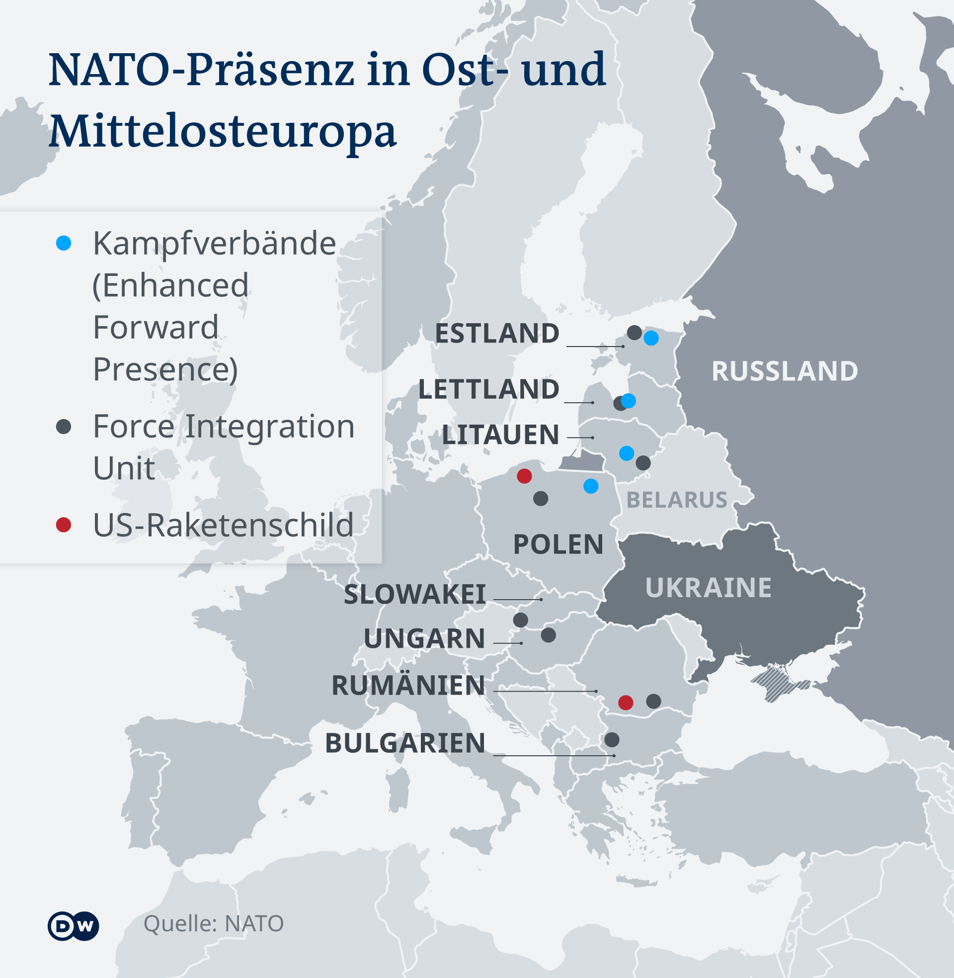 Eine Infografik zur NATO-Präsenz in Osteuropa