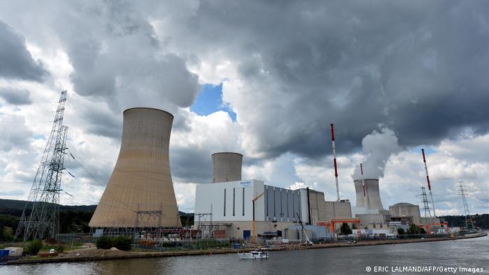 Cooling towers at a nuclear plant near a river