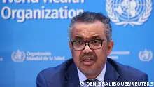Tedros Adhanom Ghebreyesus, Director-General of the World Health Organization (WHO), speaks during a news conference in Geneva, Switzerland, December 20, 2021. REUTERS/Denis Balibouse