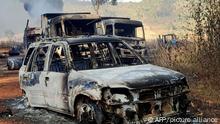 +++24.12.2021+++Myanmar+++
In this photo provided by the Karenni Nationalities Defense Force (KNDF), vehicles smolder in Hpruso township, Kayah state, Myanmar, Friday, Dec. 24, 2021. Myanmar government troops rounded up villagers, some believed to be women and children, fatally shot more than 30 and set the bodies on fire, a witness and other reports said Saturday. (KNDF via AP)