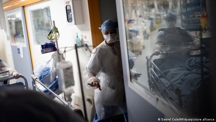 A COVID patient is transferred to an intensive care unit at a hospital in Marseille, France