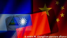 December 9, 2021, Asuncion, Paraguay: Illustration: Long exposure image shows the flag of Taiwan, officially the Republic of China (ROC), on a smartphone backdropped by cropped waving flags of Nicaragua and China, officially the People's Republic of China (PRC)..Nicaragua broke off diplomatic relations with Taiwan on Thursday and recognized China. (Credit Image: Â© Andre M. Chang/ZUMA Press Wire