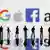 Logos von Amazon, Google und Facebook 