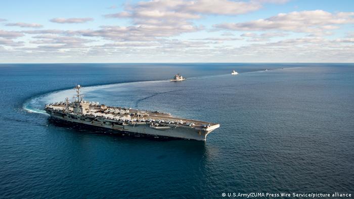 USS Harry Truman aircraft carrier has positioned itself in the Mediterranean Sea since December 