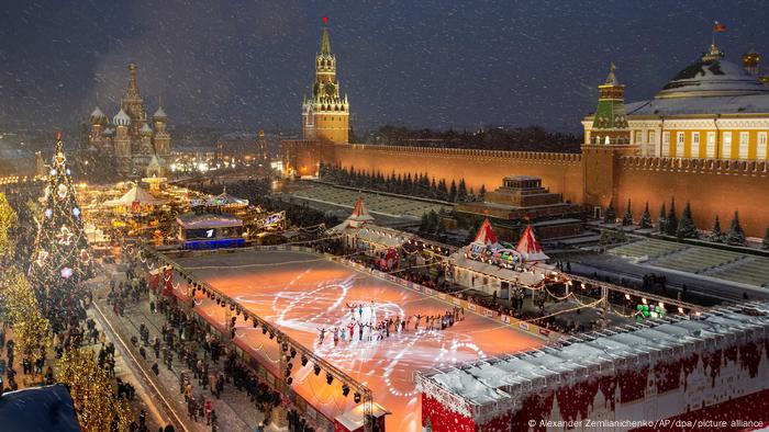 Ice rink on Red Square in Moscow, Russia 