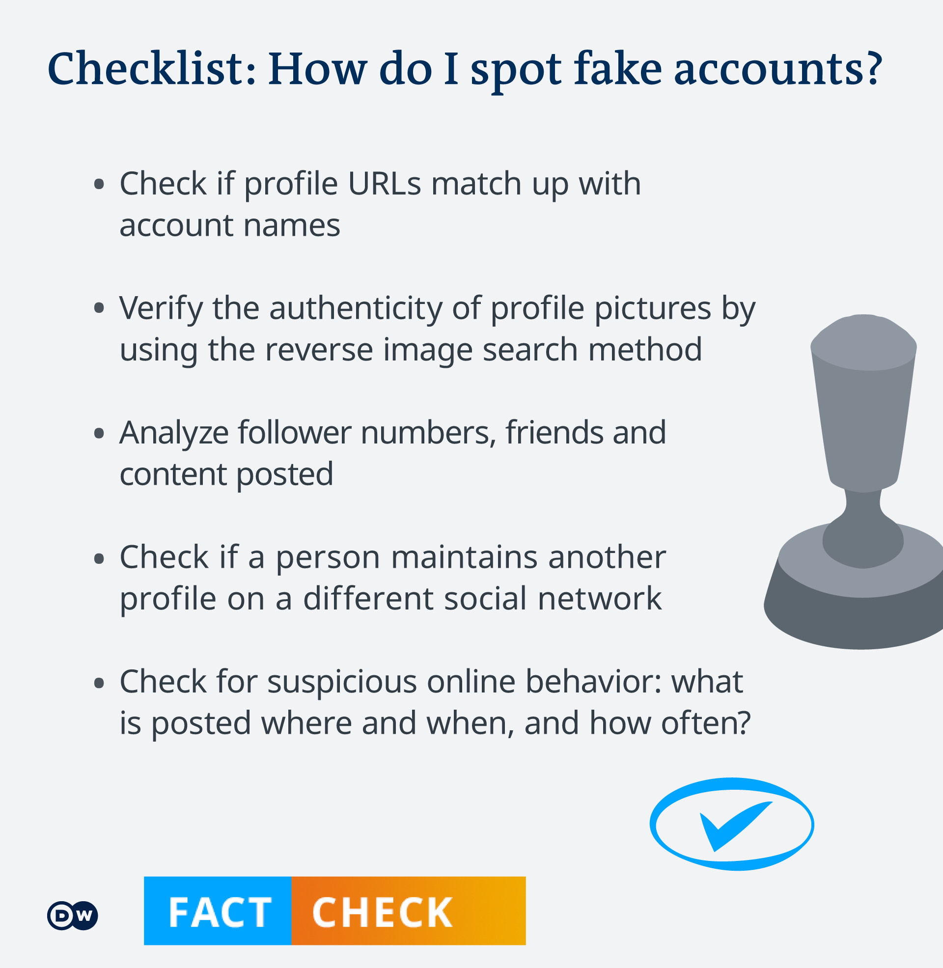 Checklist: How do I spot fake accounts?