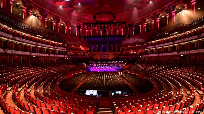 Empty auditorium of the Royal Albert Hall in London, UK.
