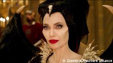 This image released by Disney shows Angelina Jolie as Maleficent in a scene from Maleficent: Mistress of Evil. (Disney via AP)