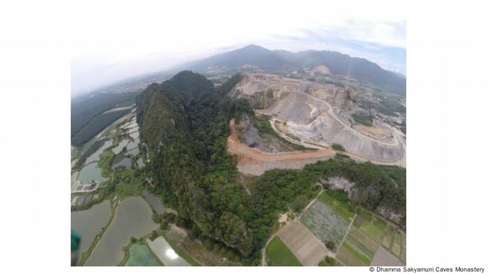 An aerial photo of a limestone valley 