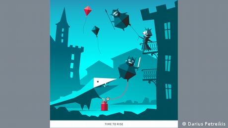 Turkusowa grafika przedstawiająca Bestię z Kowna