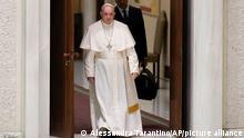 Pope Francis arrives for his weekly general audience in the Paul VI Hall, at the Vatican, Wednesday, Jan. 5, 2022. (AP Photo/Alessandra Tarantino)