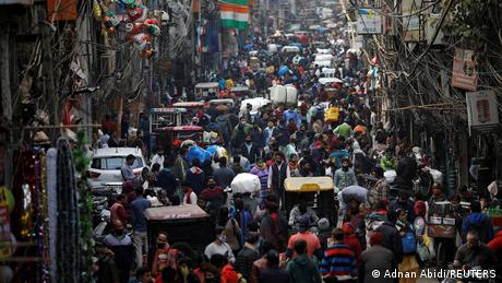 People in overcrowded old Delhi in early January, 2022