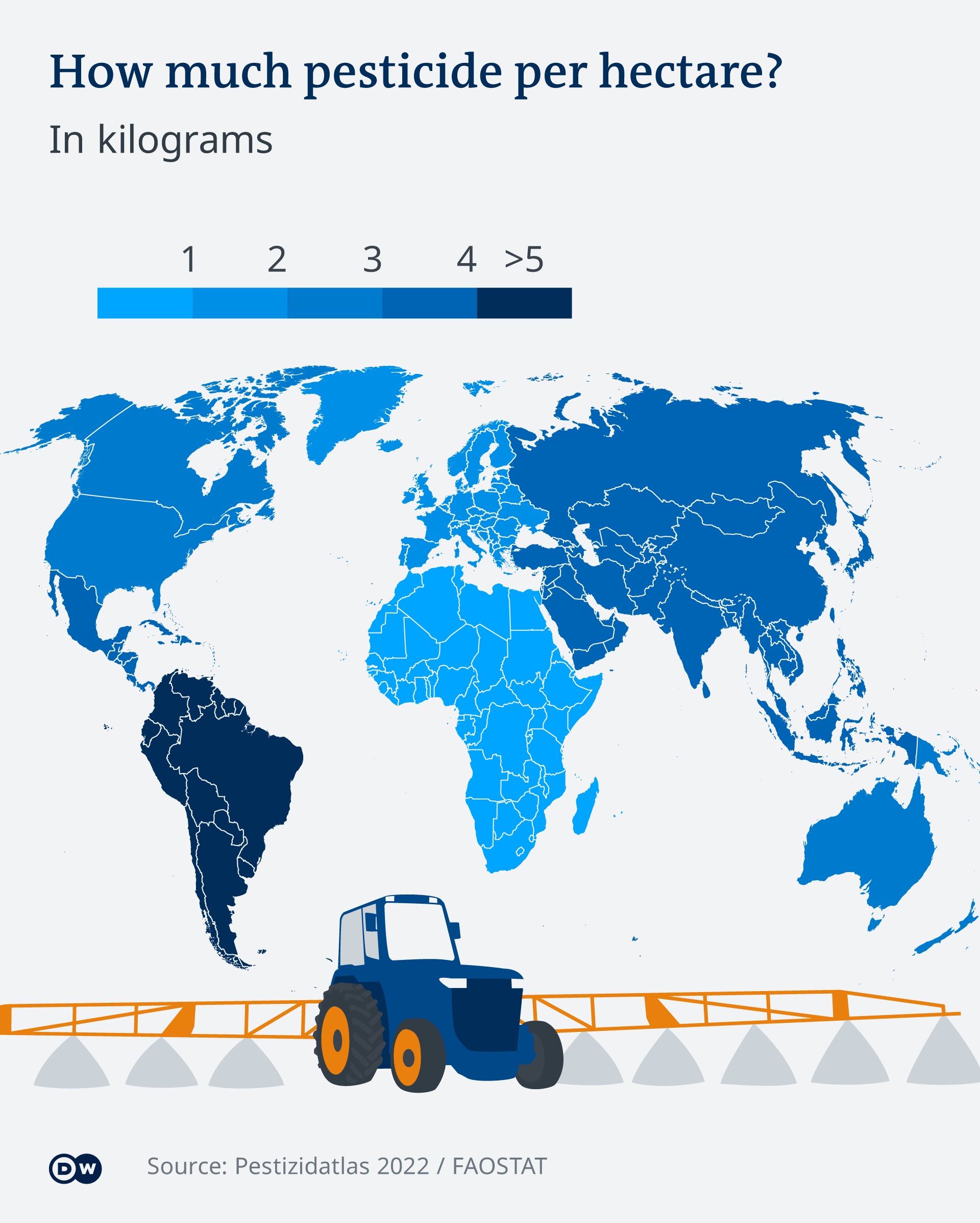 Infographic showing how much pesticide is used pro hectare