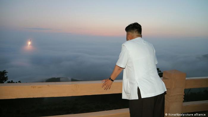 A picture showing North Korean leader Kim Jong Un witnessing the launch of a ballistic missile at an undisclosed location in North Korea in 2014
