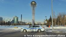 NUR SULTAN, KAZAKHSTAN - JANUARY 08: Security forces increase measures around the Presidential Palace as Kazakhstan declared a state of emergency after protests against fuel price increase spread across the country in Nur Sultan, Kazakhstan on January 08, 2022. Turar Kazangapov / Anadolu Agency