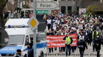Protesta antivacuna en Schwerin.