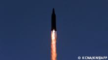 This picture taken on January 11, 2022 and released from North Korea's official Korean Central News Agency (KCNA) on January 12, 2022 shows what North Korea says a hypersonic missile test-fire conducted by the Academy of Defence Science of the DPRK at an undisclosed location. (Photo by various sources / AFP) / South Korea OUT / ---EDITORS NOTE--- RESTRICTED TO EDITORIAL USE - MANDATORY CREDIT AFP PHOTO/KCNA VIA KNS - NO MARKETING NO ADVERTISING CAMPAIGNS - DISTRIBUTED AS A SERVICE TO CLIENTS / THIS PICTURE WAS MADE AVAILABLE BY A THIRD PARTY. AFP CAN NOT INDEPENDENTLY VERIFY THE AUTHENTICITY, LOCATION, DATE AND CONTENT OF THIS IMAGE --- /