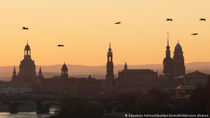 Исторический центр Дрездена во время заката 