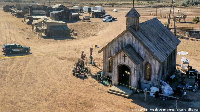 Holzkirche am Filmset von Rust in Neu-Mexiko 