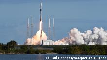 FLORIDA, USA - JANUARY 13: A Falcon 9 rocket carrying the Grizu-263A satellite for Turkey as part of the SpaceX Transporter-3 rideshare mission launches from pad 40 at Cape Canaveral Space Force Station on January 13, 2022 in Cape Canaveral, Florida. The Grizu-263A, which is designed to photograph the earth, is TurkeyÄôs first mini satellite. Paul Hennessy / Anadolu Agency