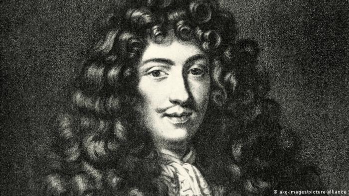Stich von Molière mit lockiger Perrücke