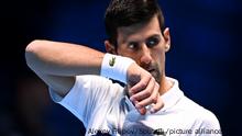 6700959 20.11.2021 Serbia's Novak Djokovic is seen during the singles semifinal tennis match of the ATP Finals against Germany's Alexander Zverev at the Pala Alpitour venue in Turin, Italy. Alexey Filippov / Sputnik